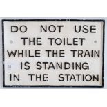 RAILWAY: A reproduction 20th century cast iron Railway related signpost sign advising of Toilet
