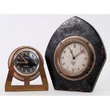 CAR CLOCKS:A Smiths car clock circa mid 20th century being mounted in wooden plinth together with a