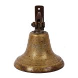 MORNING STAR: A vintage bell possibly from a ship / yacht of brass form ( lacking the strike ),