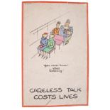 WWII POSTER: An original WWII Second World War home front ' Careless Talk Costs Lives ' public