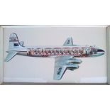 W. KROGMAN PAINTING: A fabulous vintage 1960's ' Qantas VH-EBM ' aeroplane painting.