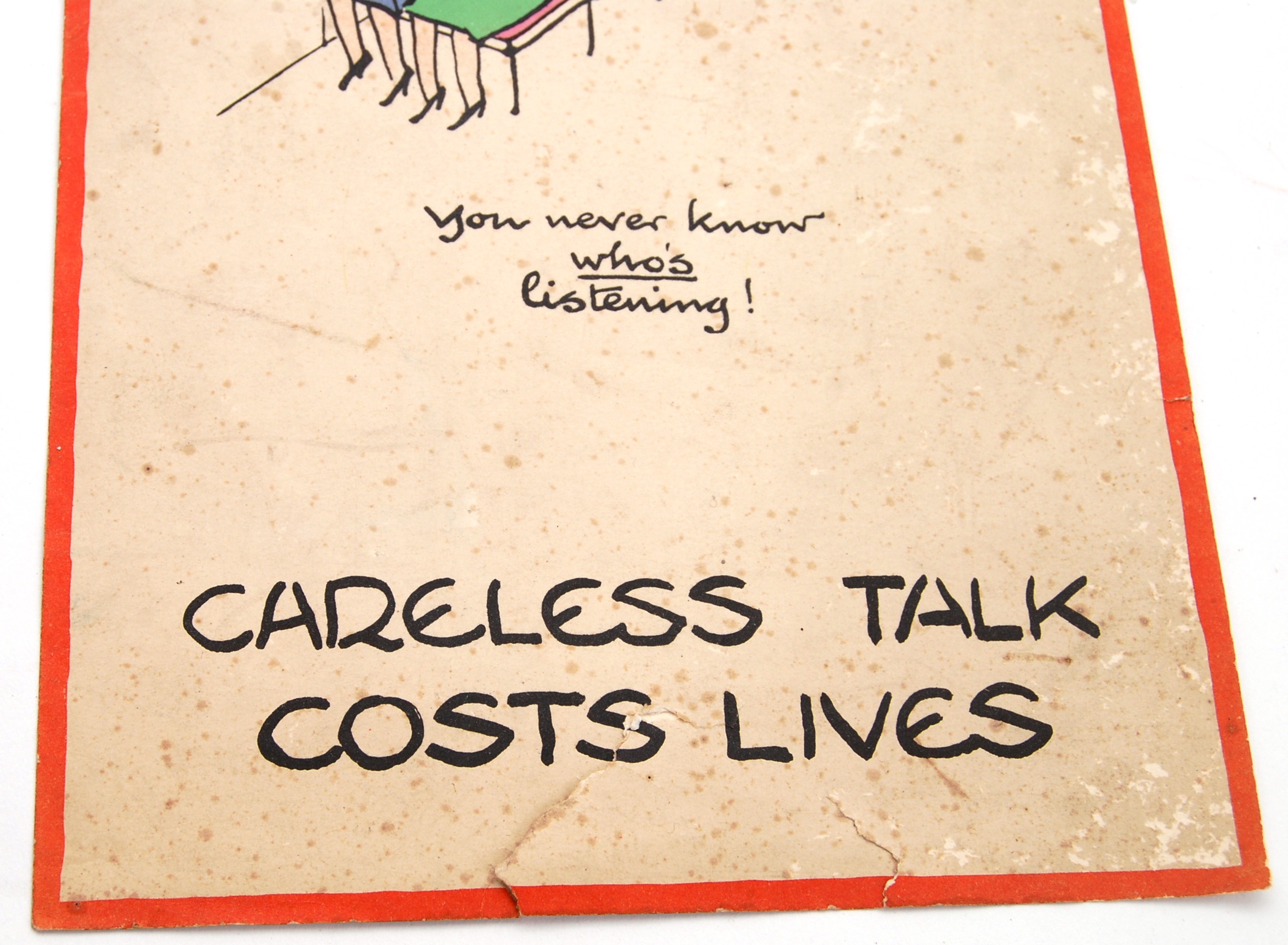 WWII POSTER: An original WWII Second World War home front ' Careless Talk Costs Lives ' public - Image 3 of 3