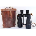 BINOCULARS: A pair of vintage Prism No.5 Mk1 binoculars. 7x50. Within the original leather case.