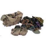 WEBBING: An assortment of vintage military uniform webbing, belts and similar accessories etc.