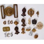 CAP BADGES: A collection of military WWII and later cap badges and buttons to include Royal