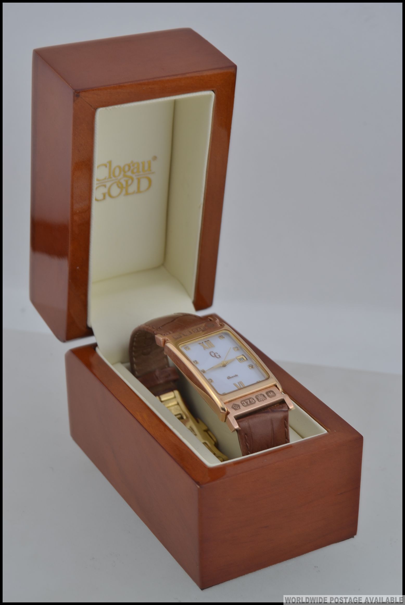 A hallmarked 9ct Welsh gold and diamond Clogau watch with original box and case. - Image 5 of 5