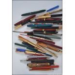 A collection of fountains pens from the 20th century to include Platignum,