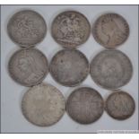 A good mixed lot of silver coins to include : a) Maria Theresa Thaler 1780 b) 1899 Queen Victoria