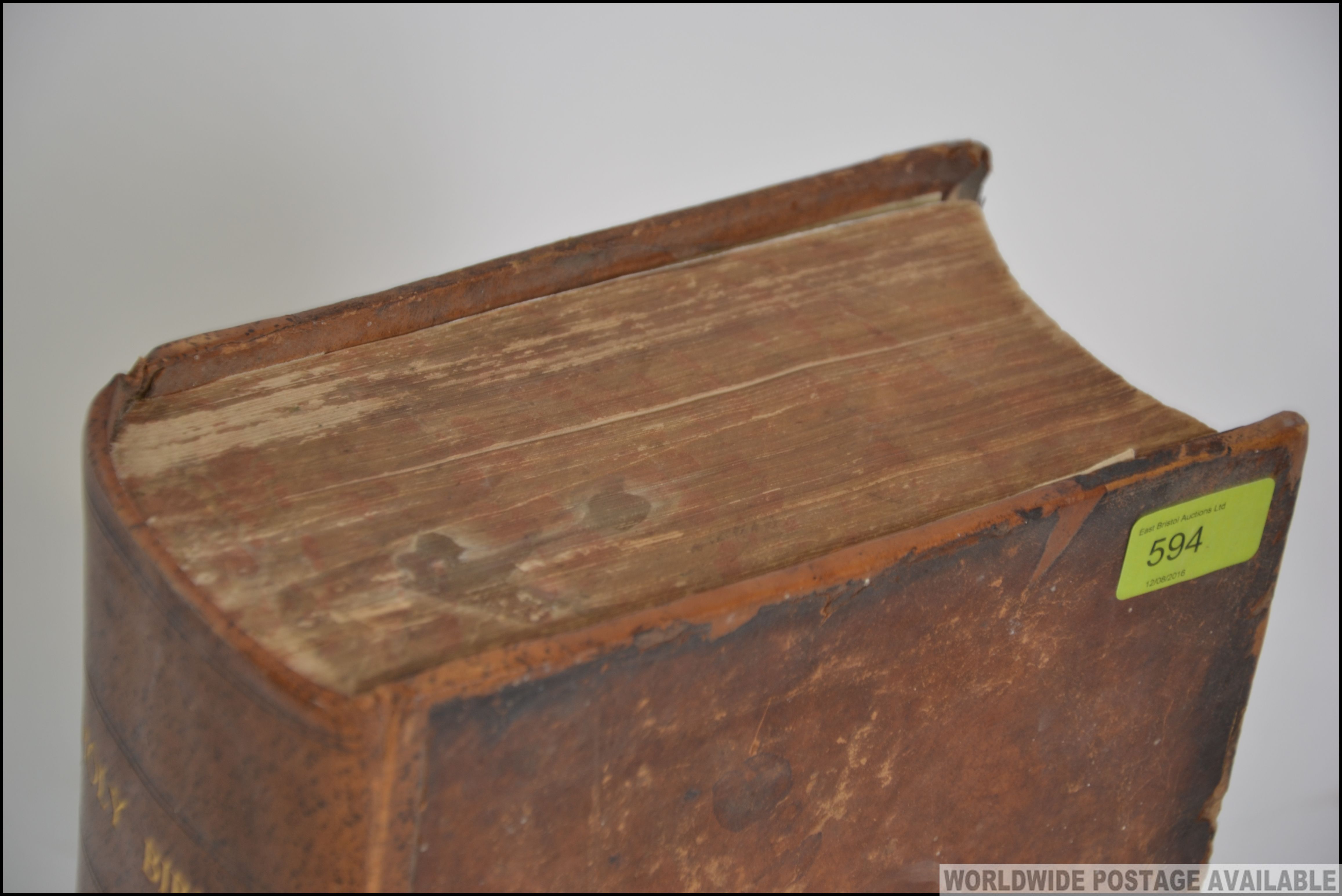 A large Holy Bible being leather bound - Old and New Testaments by The Reverend Matthew Hendy - - Image 2 of 4