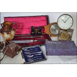 A dealers lot to include a cased carving set, a cased set of dessert forks,