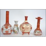 A collection of 19th century Japanese Satsuma ware ceramics to include candlestick vase,