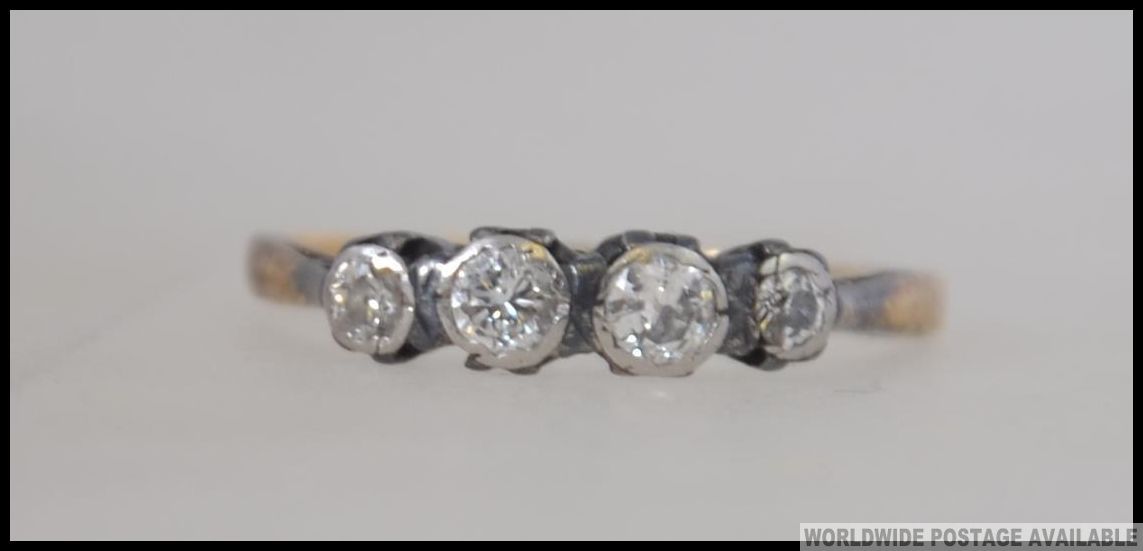 A vintage 18ct gold and 5 stone diamond ring. - Image 2 of 3