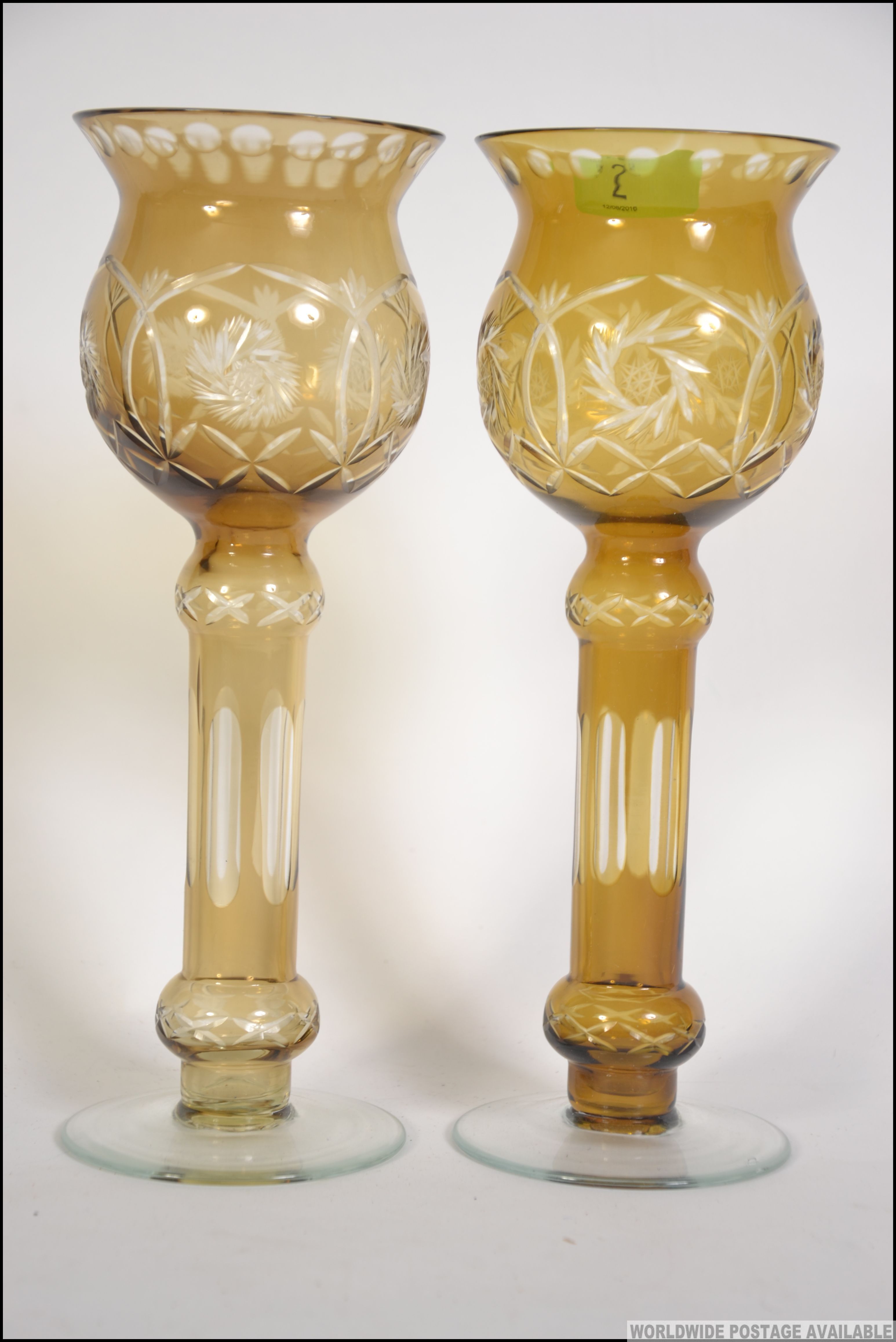 A pair of 20th century cut glass Bohemia