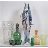 Mixed lot of glass wares to include set of Venetian decanter plus five aperitif glasses ,