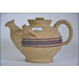 A Studio Teapot by Kahler Keramik of Denmark, c1925, unusual with a second handle to the side,