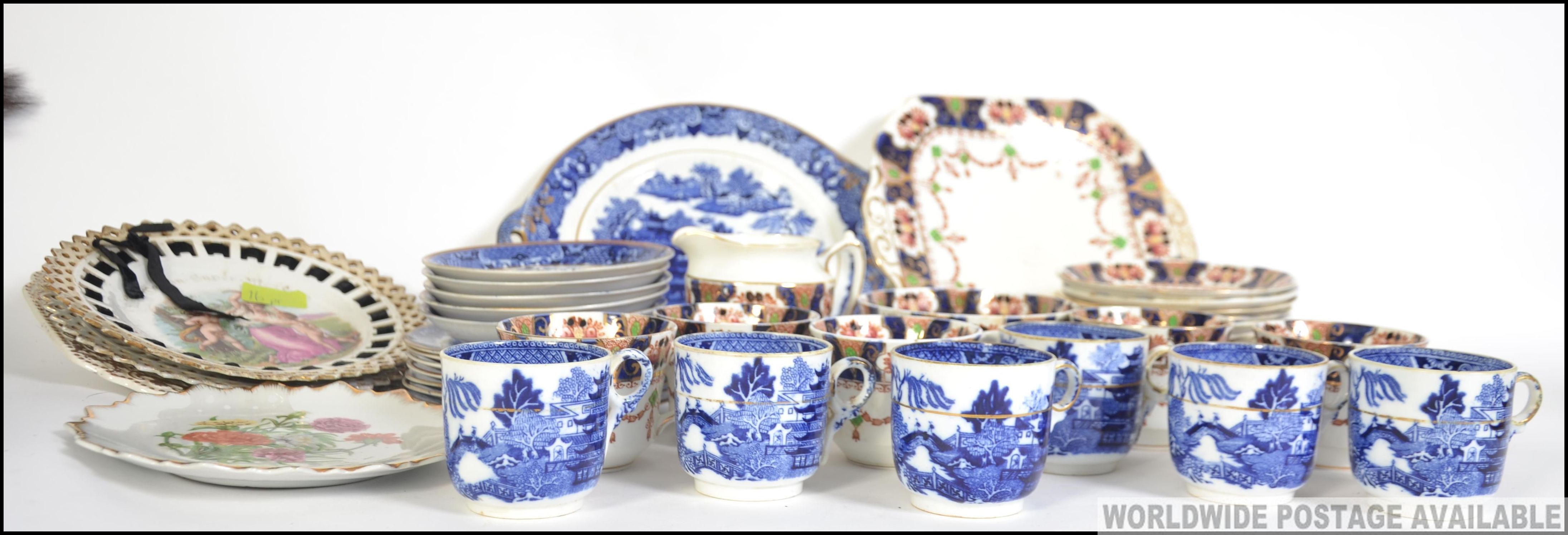A Staffordshire part service with Imari pattern . - Image 2 of 4