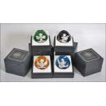 Set of 4 vintage Baccarat boxed Crystal Paperweights with cameos depicting Queen Elizabeth II,