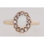A 9ct gold cluster ring set with opal an