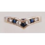 9ct gold wishbone ring set with sapphire