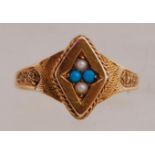 A Victorian 15ct gold ring set with turq