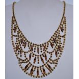 A very large vintage 1960s to 1970s rhinestone showgirl necklace measuring 43cms long,