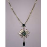 A 1960s hook fastening rhinestone necklace with a silver tone setting, measuring 46.5cms long.