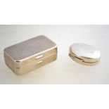 2 vintage pill boxes, one art deco chrome plated metal with engine turned decoration.