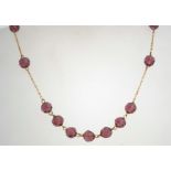 3 1930s crystal necklaces, 2 amethyst colour with hook fastening clasps,