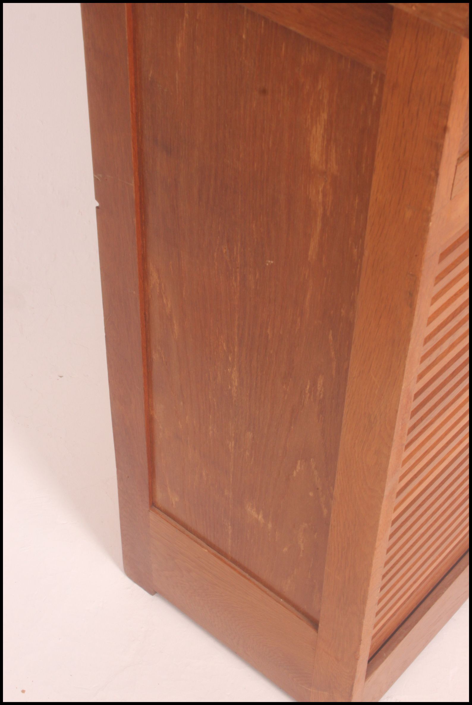A 1940's /mid century oak Industrial office tambour filing cabinet system. - Image 7 of 7