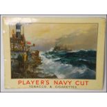 An original mid century large shop advertising card ( easel back - counter top ) for Player's Navy