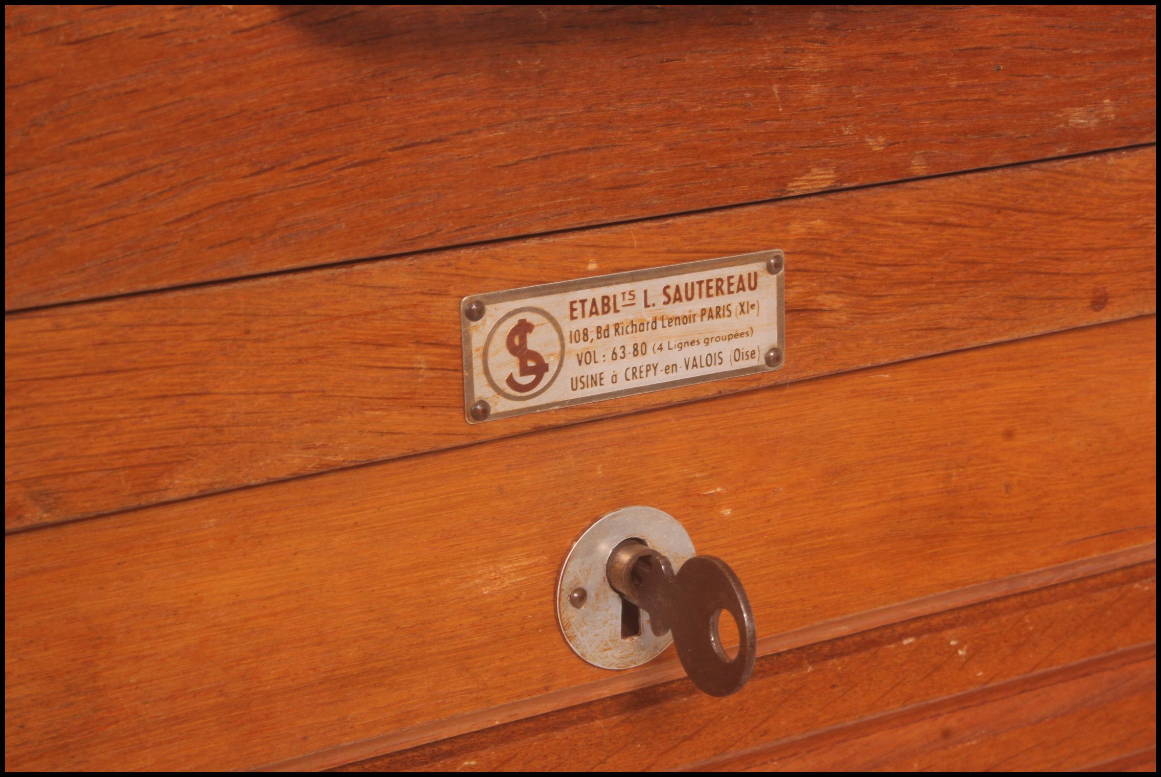 A 1940's /mid century oak Industrial office tambour filing cabinet system. - Image 3 of 7