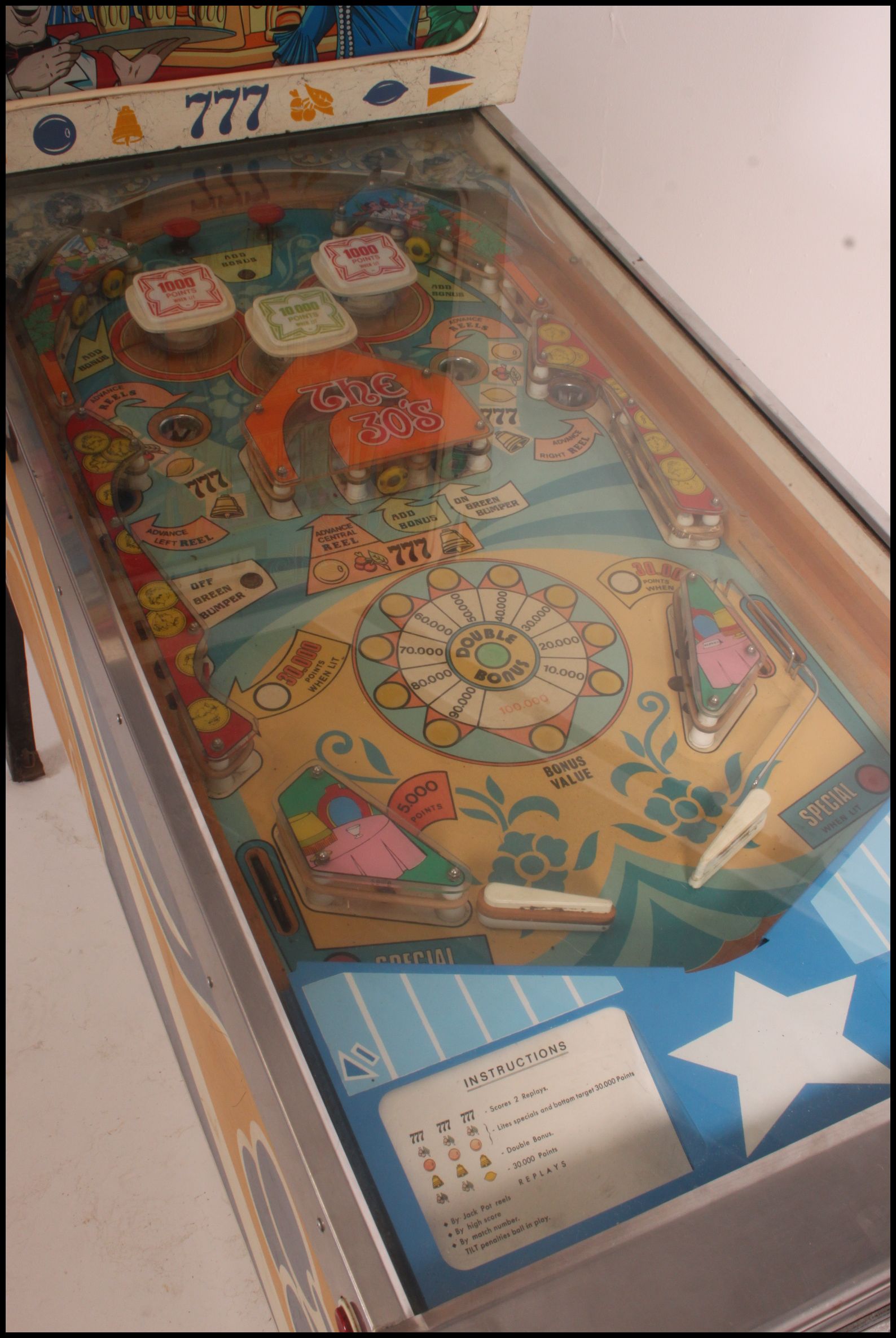 A 1977 Playmatic 777 ' The 30's ' Pinball Machine ( Pin Ball ) dating to the 1970's raised on - Image 3 of 11