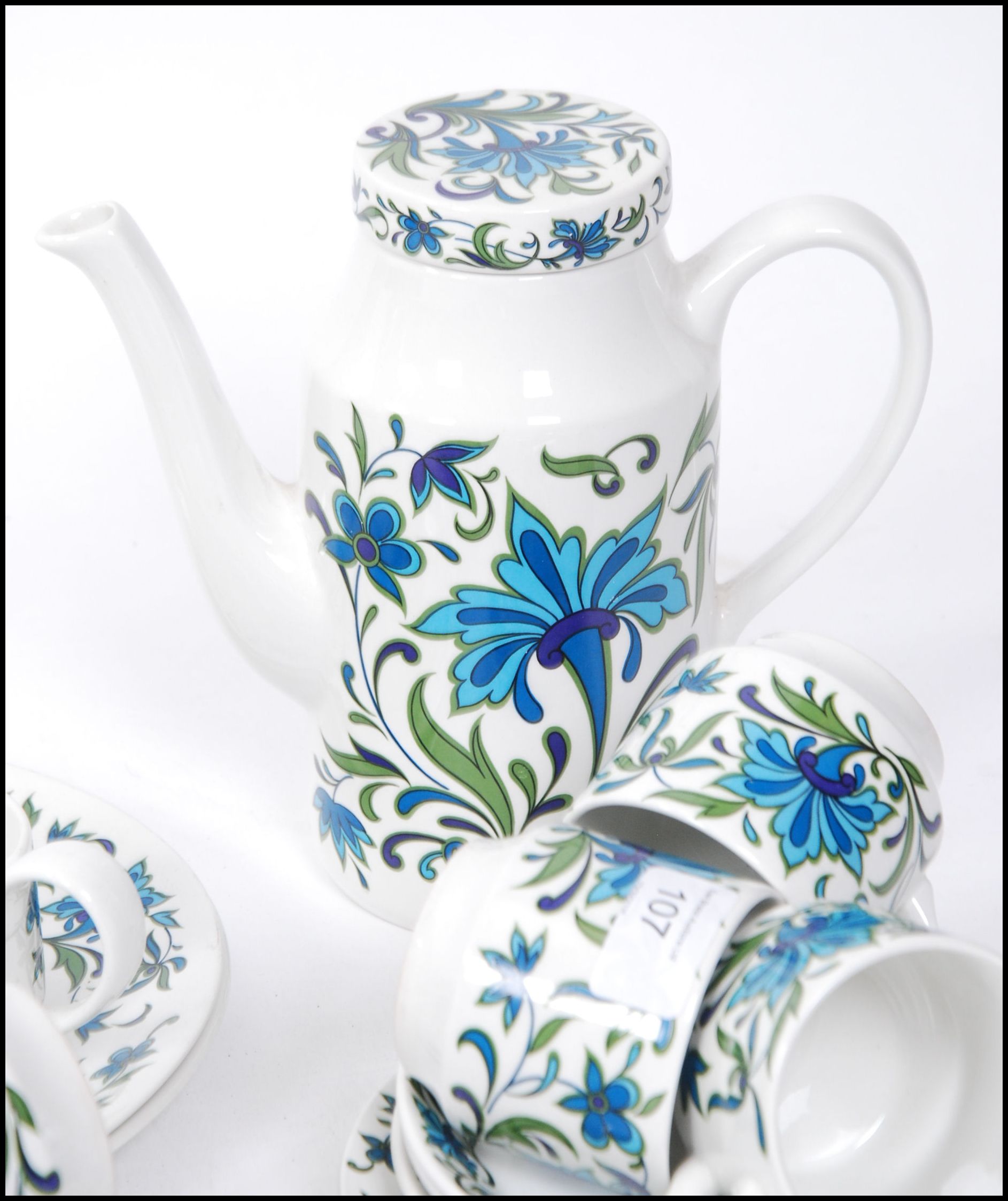 A 1960's Spanish Garden ceramic coffee service by Midwinter to include coffee pot, cups, saucers, - Image 2 of 4