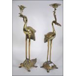 A pair of 20th Century Oriental brass ca