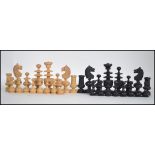 An ebony and boxwood chess set of unusua