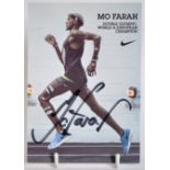 A 6x4" hand signed photograph of Mo Farah - Double Olympic Champion.