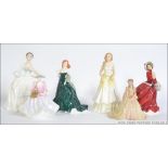 A group of ceramic figurines to include Royal Doulton Kays Kelly HN3222 and Anita HN3765 a Compton