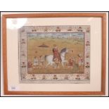 A framed and glazed Anglo Indian watercolour painting on silk picture of a tribal elder on