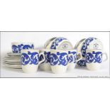 A stunning 20th century retro blue and white Royal Cauldon Bristol Ironstone breakfast set in the '