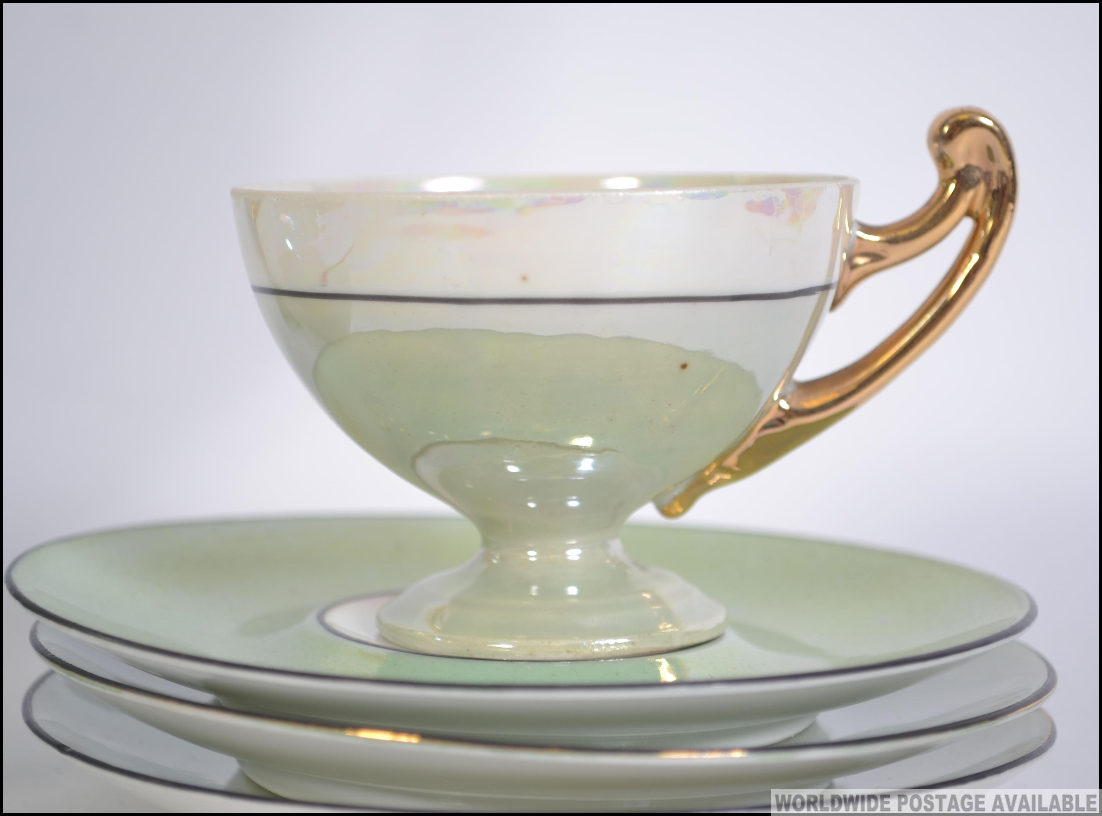 A continental mid century lustre part coffee service comprising cups, - Image 4 of 5