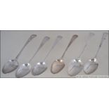 6 silver teaspoons to include 4 by Hestor Batemen, London 1804 & 1 for 1809, 1 for 1810.