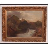 English school 19th century oil on canvas painting of Windsor Castle from the river being set