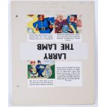 TV COMIC ORIGINAL ARTWORK: A rare original c1951 Hulton Press ' Larry The Lamb ' artwork from TV