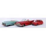 TINPLATE: A collection of 3x 1950's tinplate cars to include a Chad Valley,