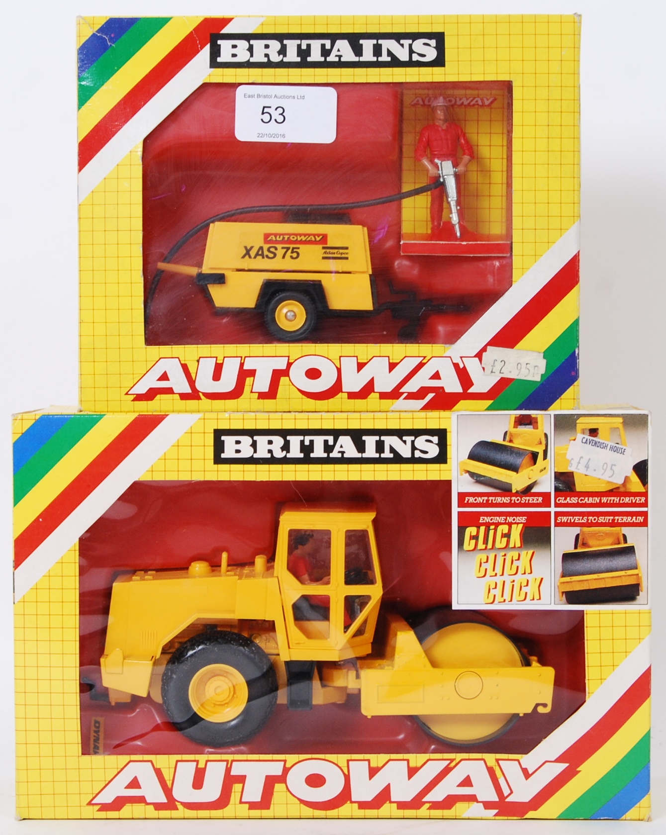 BRITAINS: 2x original vintage Britains Autoway diecast model sets;