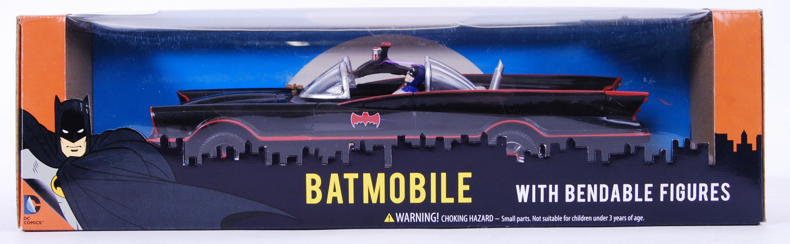 BATMAN: A ' Classic TV Series ' Batman Batmobil model car 'With Bendable Figures'. 9" Batmobile.