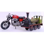 TINPLATE MOTORCYCLE AND STEAM TRAIN