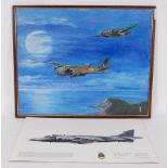 SIGNED OIL ON BOARD OF TWO RAF BEAUFIGHTERS