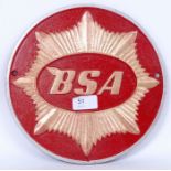 BSA MOTORCYCLE PLAQUE