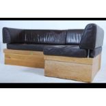 A pair of 20th century retro oak and leather modular corner sofa's .